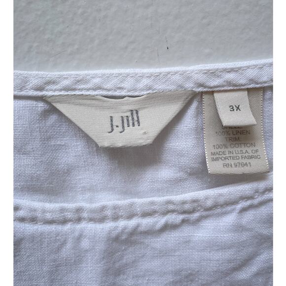 J. JILL White Linen Long Sleeve Pocket Top / Sz 3X / Lagenlook Minimal Casual - Picture 9 of 13